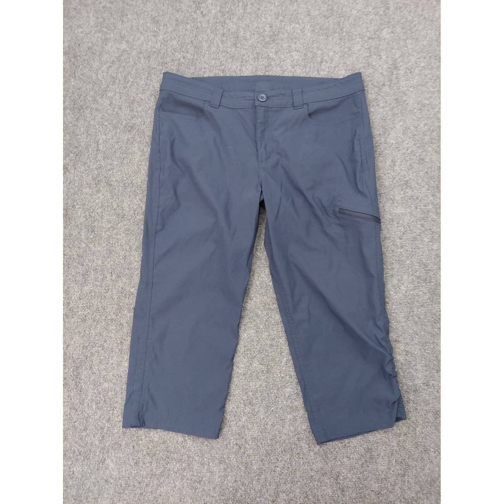 Eddie Bauer Hiking Pants Womens 12 Blue Capri Cargo Zip Pockets Stretch Outdoor